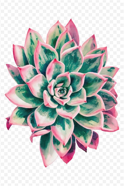 a drawing of a plant with green leaves and pink and green leaves