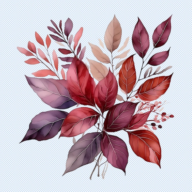 a drawing of a plant with red leaves and purple leaves