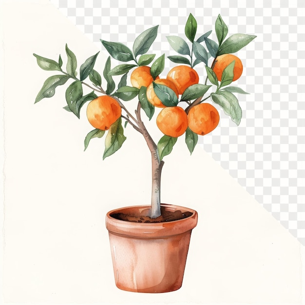 PSD a drawing of a potted plant with oranges on it