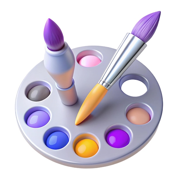 a drawing of purple paint brushes with purple paint on them