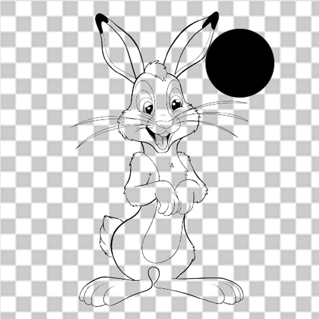 a drawing of a rabbit on a checkered background