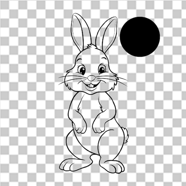 a drawing of a rabbit with a black dot on it