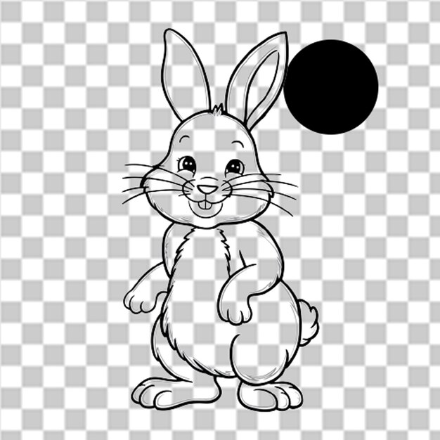 PSD a drawing of a rabbit with a black dot on it