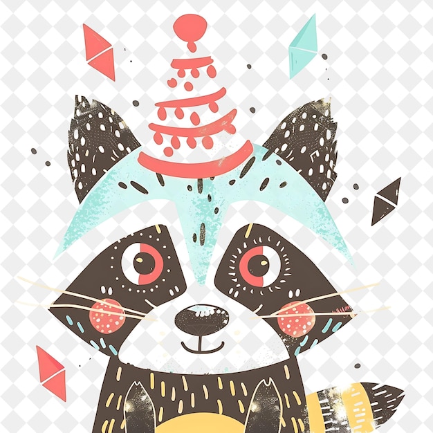 PSD a drawing of a raccoon with a cake on it