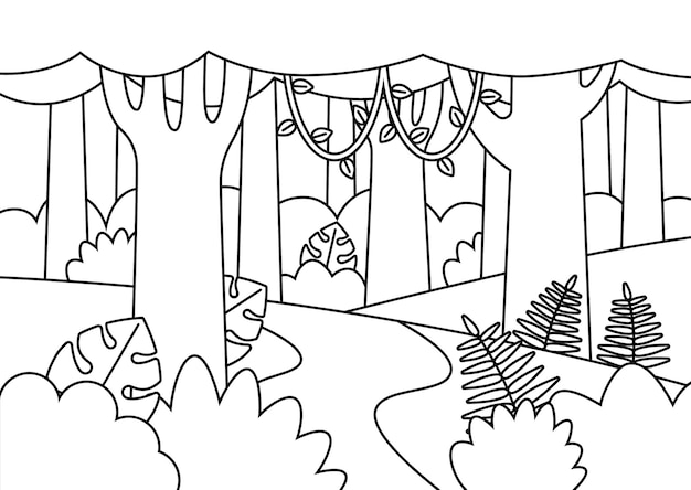 PSD a drawing of a room with a line of trees and a window with a white background