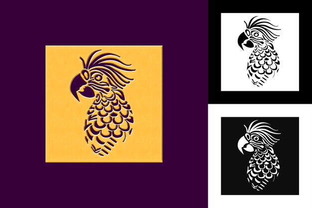 PSD a drawing of a rooster with a yellow background with a black and white picture of a rooster