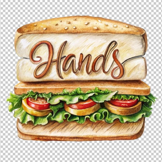 PSD a drawing of a sandwich with the word hands