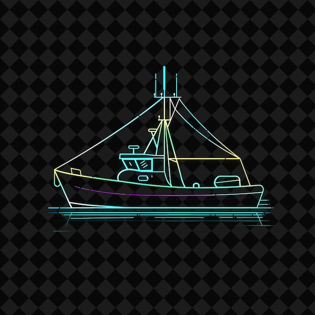 a drawing of a ship with a green and blue color on the bottom