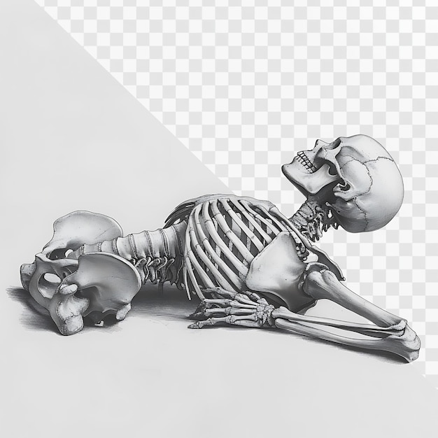 PSD a drawing of a skeleton laying on its back