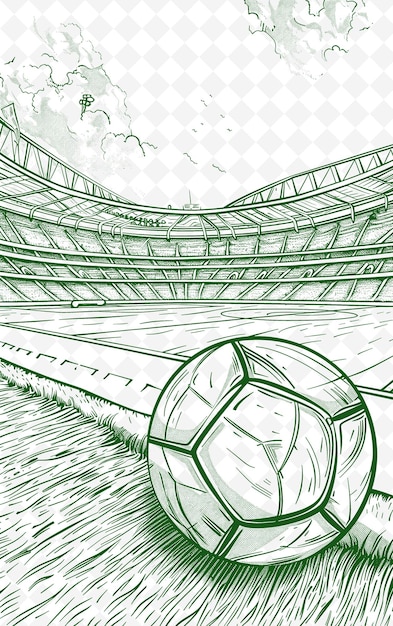 PSD a drawing of a soccer ball with a green background with a picture of a soccer ball in the middle