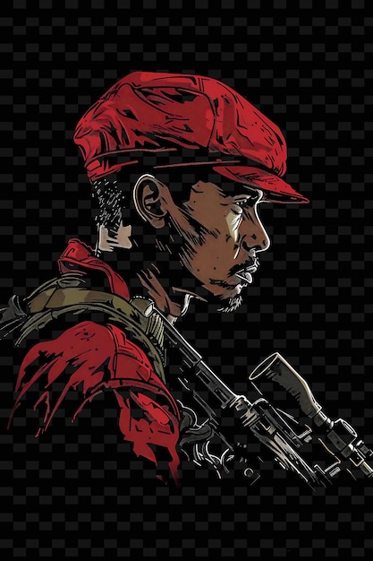 PSD a drawing of a soldier with a red hat