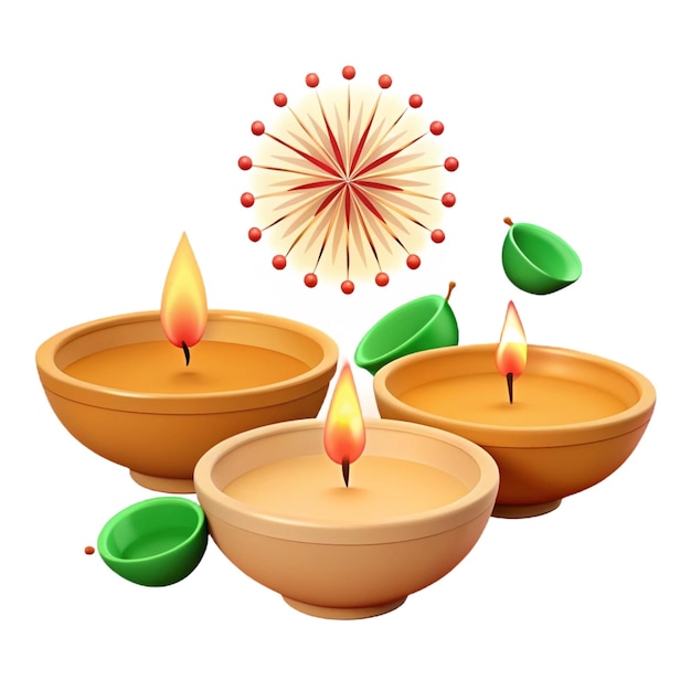 PSD a drawing of three bowls with a candle and leaves on it