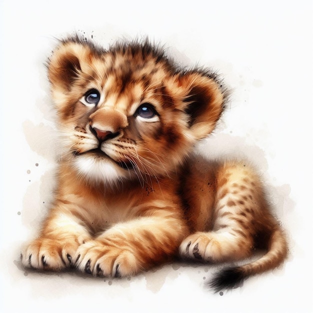 PSD a drawing of a tiger cub that is on a white background