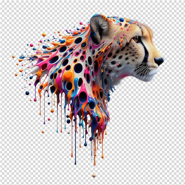 a drawing of a tiger with different colors and a tiger on it