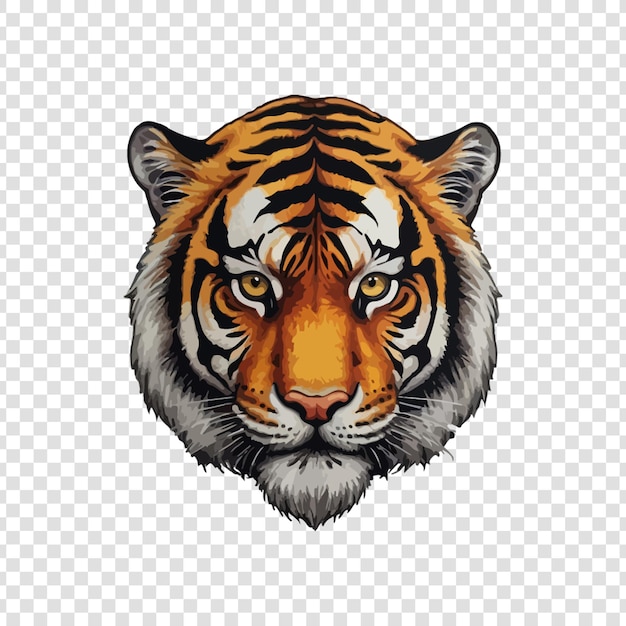 a drawing of a tigers face on a transparent background