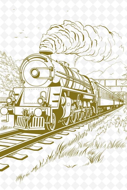 a drawing of a train with a train on the front and the words  steam  on the front