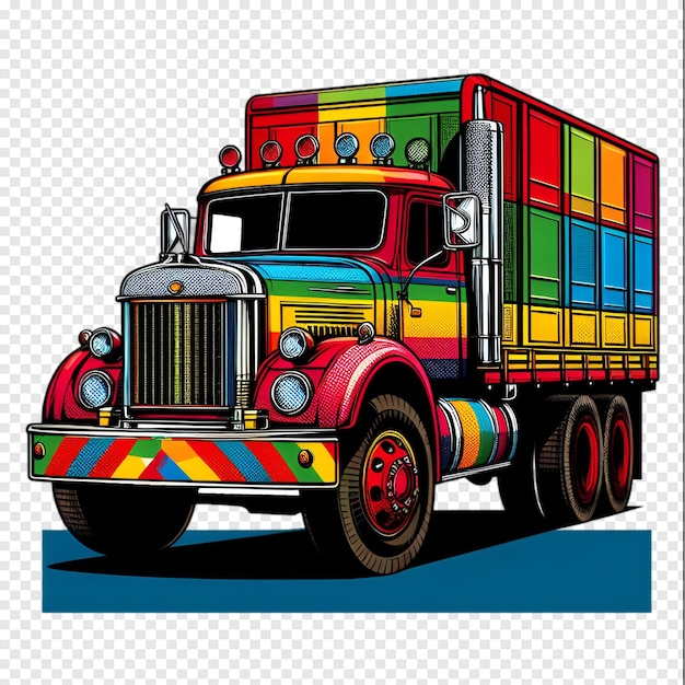 PSD a drawing of a truck with a colorful front