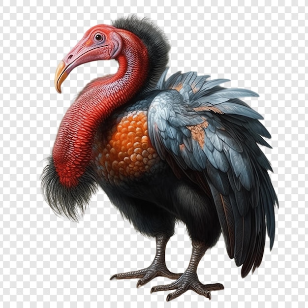 a drawing of a turkey with a red head and tail