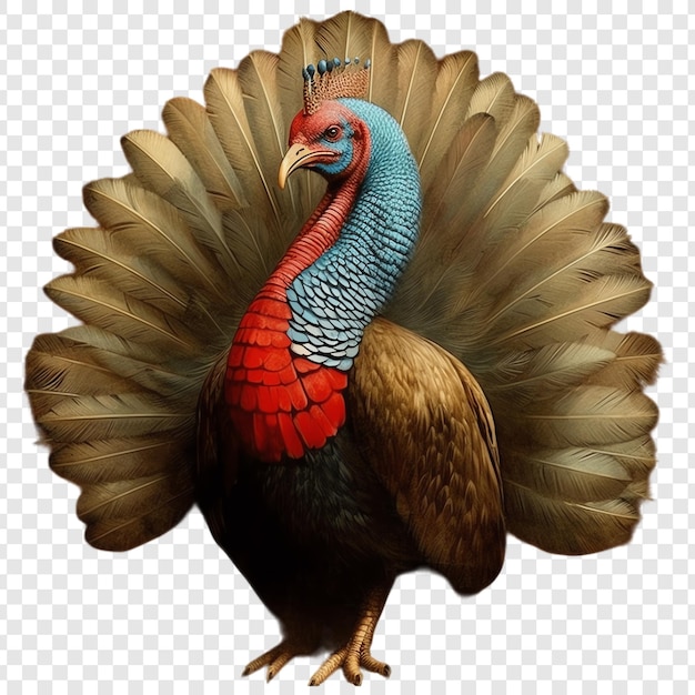 a drawing of a turkey with a red tail