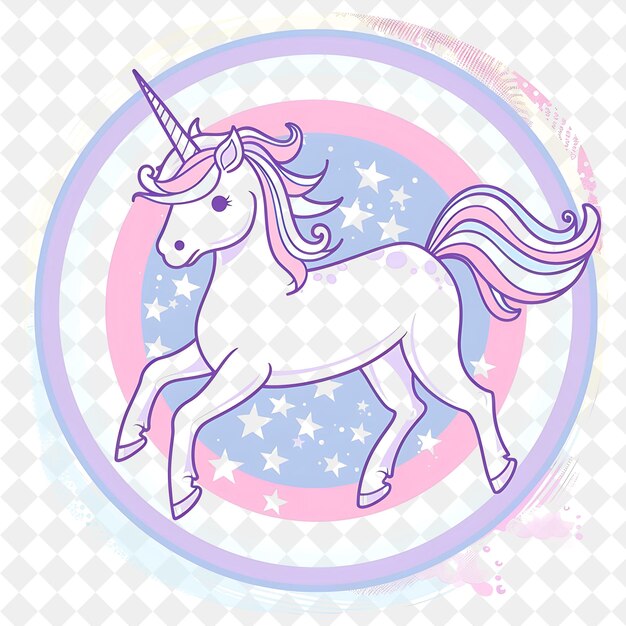 a drawing of an unicorn with a rainbow and stars in the background