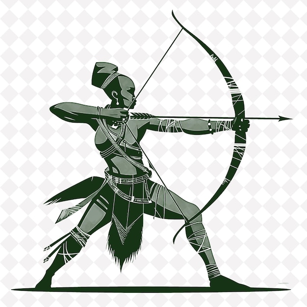 PSD a drawing of a warrior with a bow and arrow