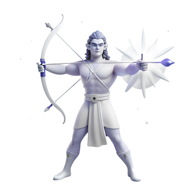 PSD a drawing of a white warrior with a bow and arrow