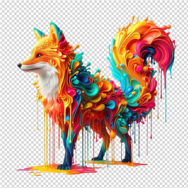 a drawing of a wolf with a colorful background and the word fox on it