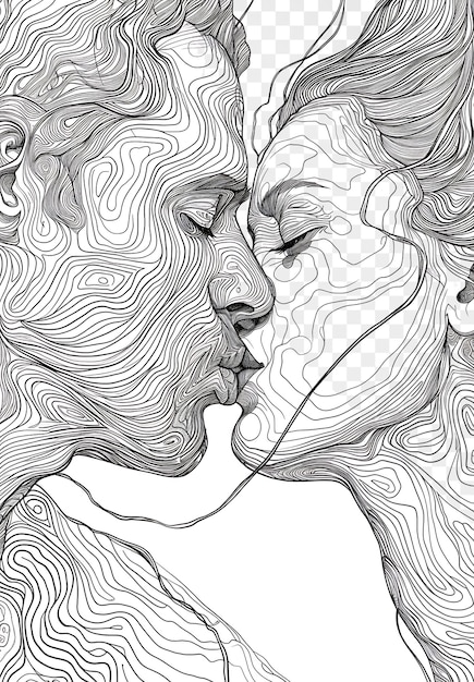 PSD a drawing of a woman and a man with the words  love  on it