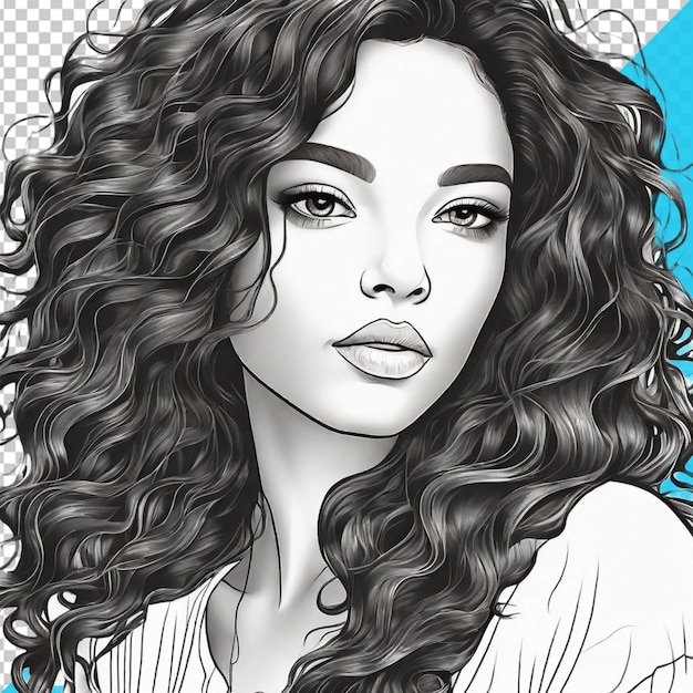 PSD a drawing of a woman with long curly hair