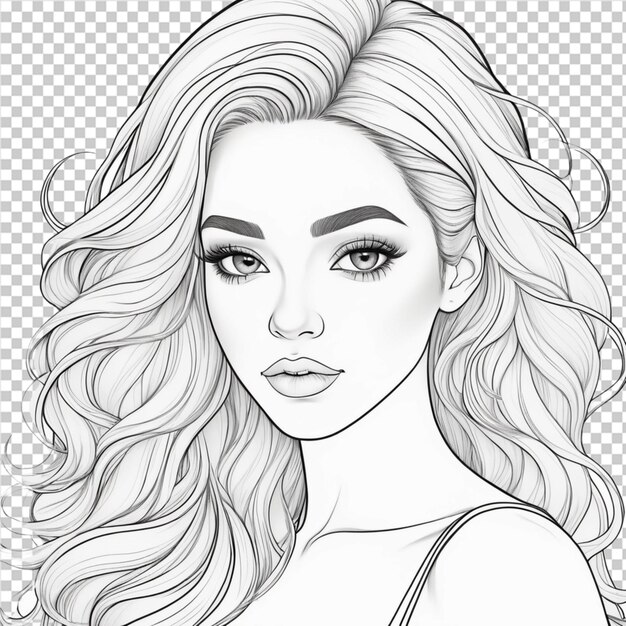 PSD a drawing of a woman with long hair