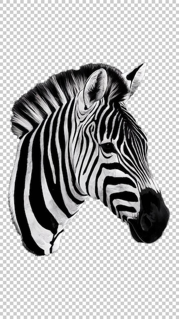 a drawing of a zebra with a black nose and transparent background