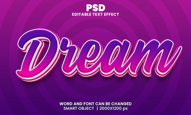 PSD dream 3d editable text effect premium psd with background