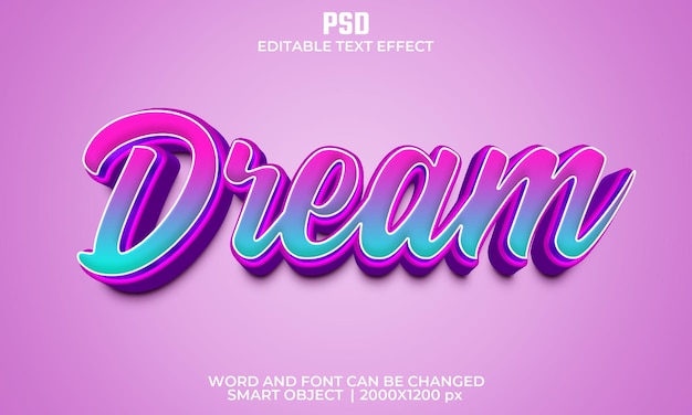 Dream 3d editable text effect Premium Psd with background