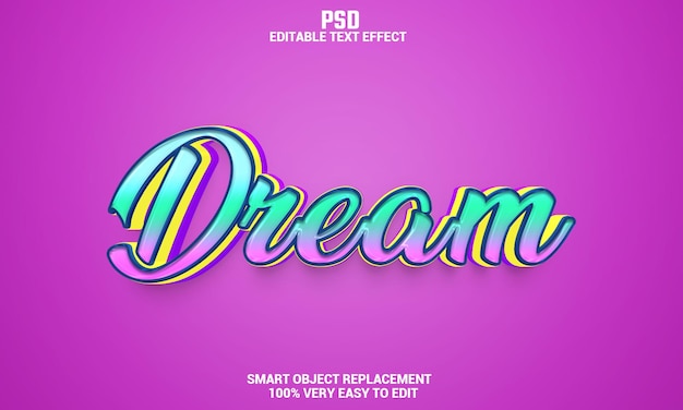 PSD dream 3d editable text effect with background premium psd