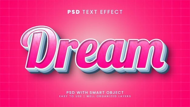 Dream 3d editable text effect with pink and night font style