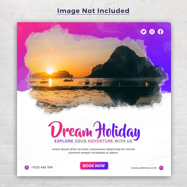 Dream holiday Social media travel feed post template