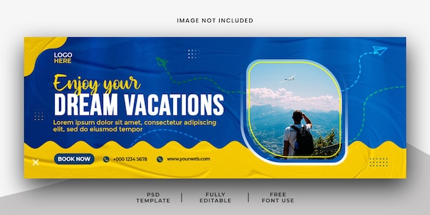 PSD dream holiday tour social media instagram post facebook cover banner template