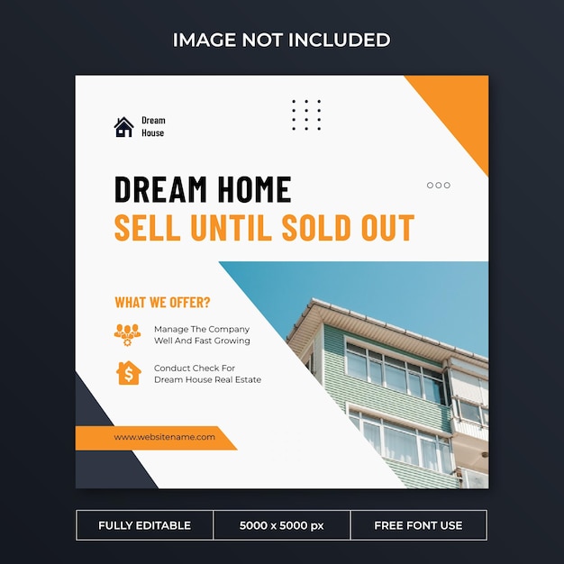 Dream home real estate instagram post social media template