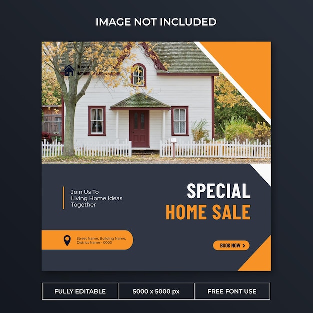 Dream home real estate instagram post social media template