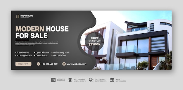 PSD dream home for sale real estate facebook cover template