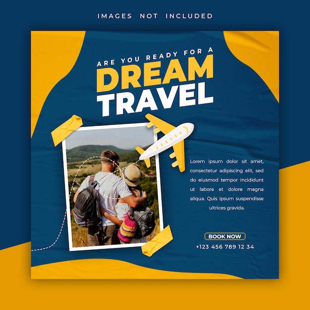 Dream Travel Themed Instagram Post Social Media Template