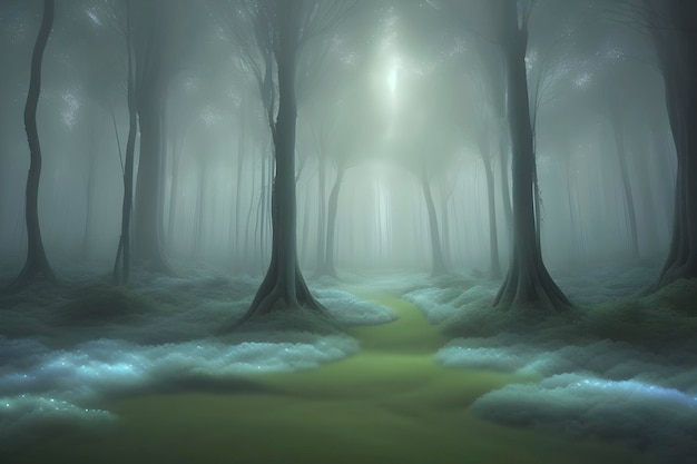 PSD a dreamlike abstract landscape of a mystical forest