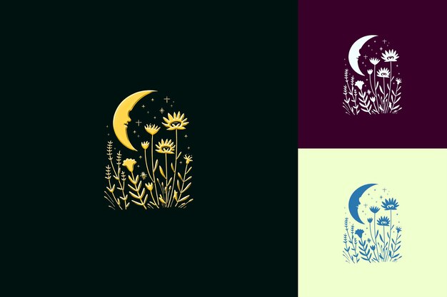 Dreamy Moonlit Garden With Botanical Design Botanical Illust PNG Inspired Lunar Icon Designs