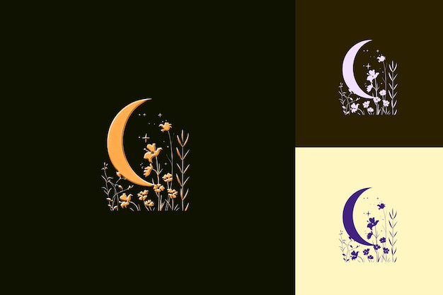 Dreamy Moonlit Garden With Botanical Design Botanical Illust PNG Inspired Lunar Icon Designs