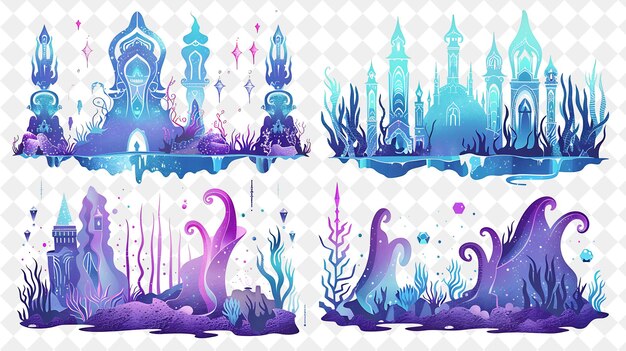 Dreamy Underwater Palace Landscape With Merfolk Royalty and Illustration Natural Scenery Design