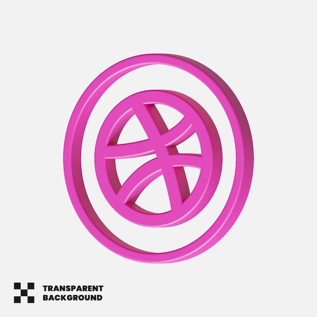 Dribbble Social Media Icon In 3D Render