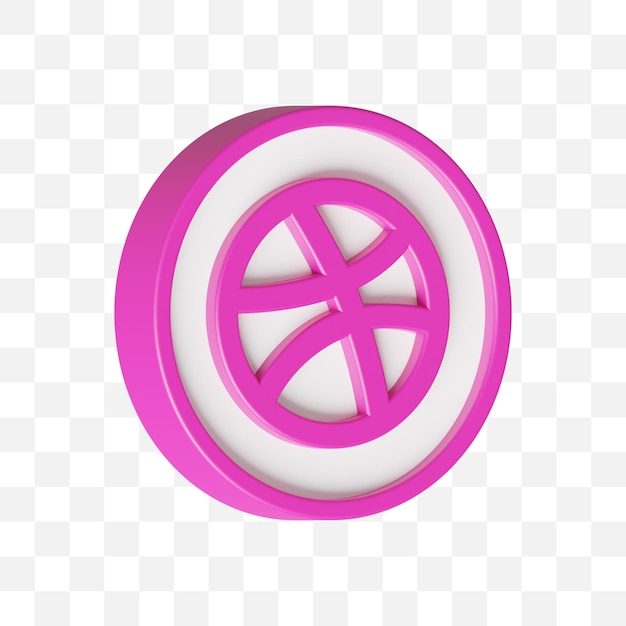 Dribbble Social Media Icon 3D