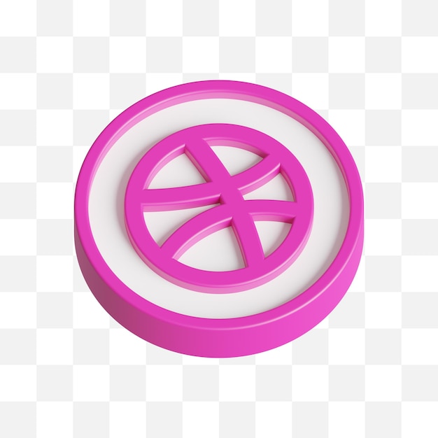 Dribbble Social Media Icon 3D