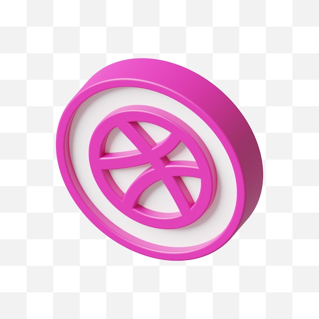 Dribbble Social Media Icon 3D