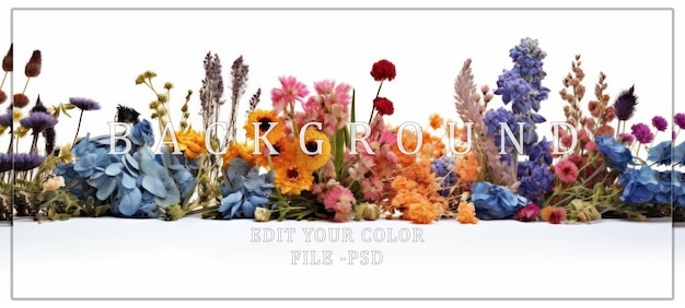 PSD dried flowers arrangement in vibrant colors